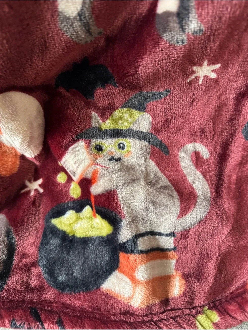 Oversized Halloween Throw Blanket Cats in Costumes Mummy Witch Ghost Vampire NWT